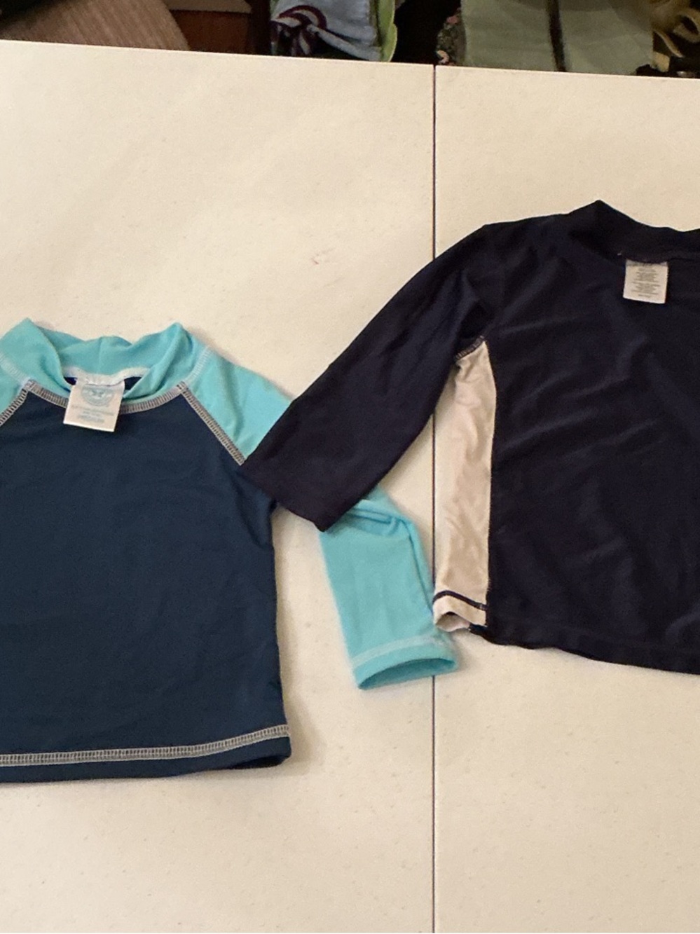 Kids Long Sleeve Rash Guard Shirt - Navy & Teal LOT OF 2